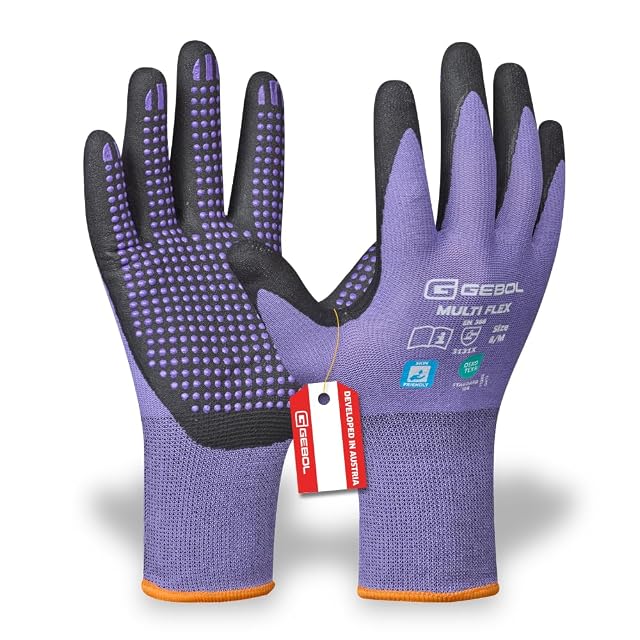 Guanto da giardino a maglia fine con palmo in nitrile a puntini