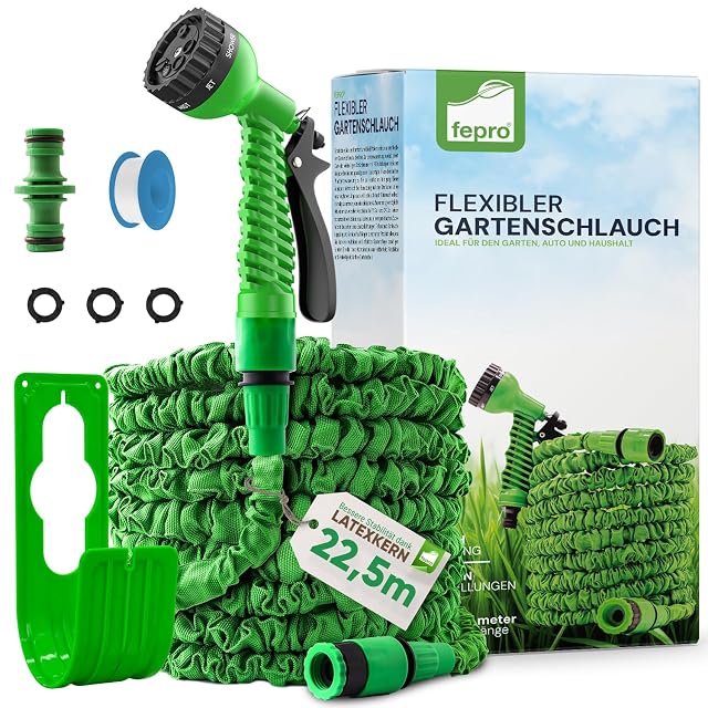 Tubo da giardino estensibile con pistola e adattatori