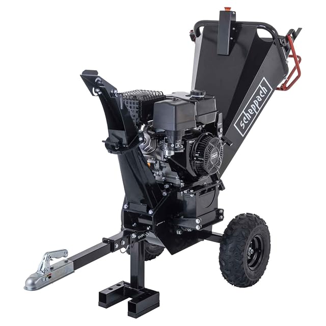 Biotrituratore a benzina Scheppach PGS420E con motore da 420 cm³ e gancio a sfera