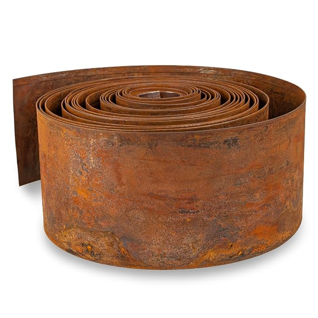 Rotolo di bordura per prato in acciaio Corten prepatinato
