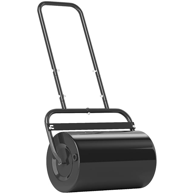 Rullo per prato Outsunny in acciaio nero con manico a U