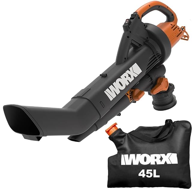 Soffiatore, aspiratore e pacciamatore di foglie con filo WORX WG505E Trivac con sacco da 45 litri